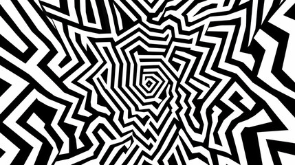 Black and white maze. Intriguing Optical Illusions. Illustration