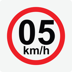 Speed limit 05 kmh warning signage vector illustration