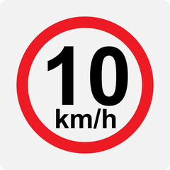 
Speed limit 10 kmh signage vector illustration
