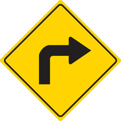 Take Right-turn symbol and traffic sign vector illustration