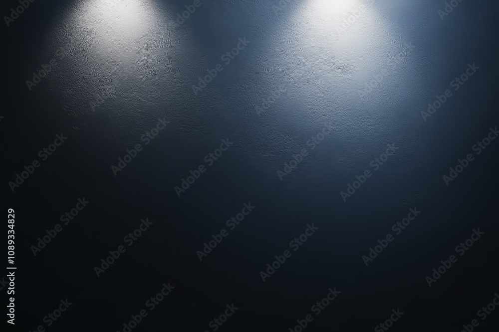 Poster a dimly lit textured surface with two bright lights illuminating it, creating a dramatic atmosphere.