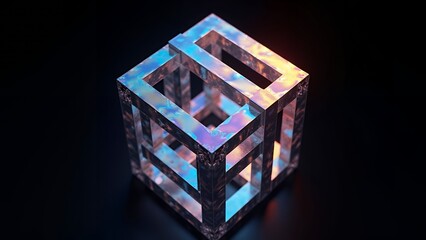 Obraz premium 光が当たって立体正方形のテクスチャーが煌めく