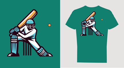 vector Illustration of cricket player