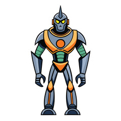 Robot Cyborg Vector Illustration Featuring Futuristic Mechanical Details and Advanced Robotic Elements