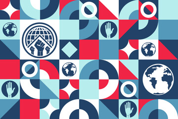 Obraz premium Human Rights Day. December 10. Seamless geometric pattern. Template for background, banner, card, poster. Vector EPS10 illustration.
