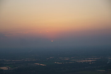 Serene sunset over tranquil landscape rural area nature photography peaceful environment aerial view reflection of calmness