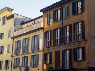 Fototapeta premium Residential buildings along via Canonica in Milan, Italy