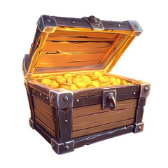 Empty Pirate Treasure Chest in Cartoon Style
