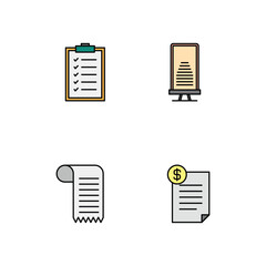 Black friday icon design vector symbol set including wistlist, standee, bill and invoice