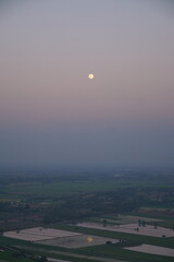 Moonlit landscape rural farmland nature photography tranquil evening aerial view serenity and reflection
