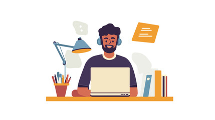 Professional Online Technical Support. Man Answering Questions