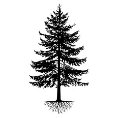 Black Trees and root with leaves look beautiful and refreshing. Tree and roots LOGO style.