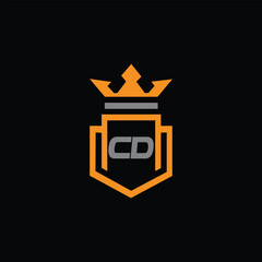 Initial CD shield with a crown KING logo template Vector
