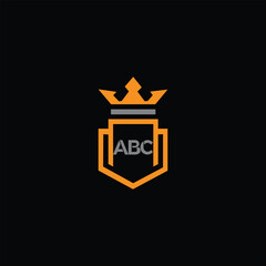 Initial ABC shield with a crown KING logo template Vector