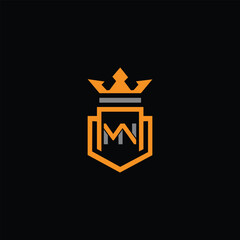 Initial MN shield with a crown KING logo template Vector