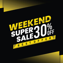 Weekend Sale Banner Discount up to 30 percent off pop art banner design concept 