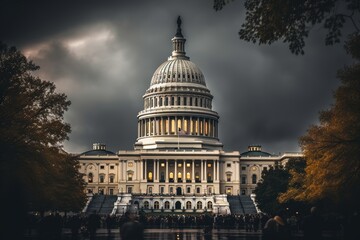 Fototapeta premium Washington dc capitol building, iconic american landmark with distinctive white dome structure