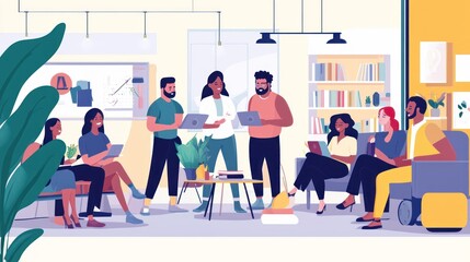 Creative Team Brainstorming Session in a Modern Office