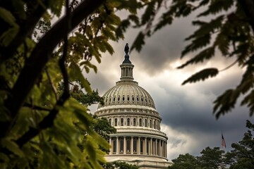 Obraz premium Historic us capitol building in washington dc with iconic white dome and detail architecture