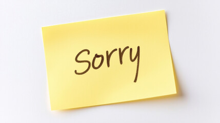 Note expressing an apology written on a sticky paper in clear handwriting