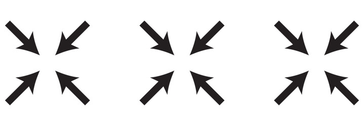 minimize icon rally compact size small scale arrows icons . shrink icon resize in arrows vector