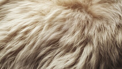 Fototapeta premium Close-up of Fluffy Beige Fur Texture
