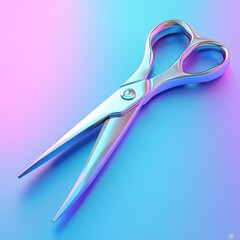 Vibrant and Futuristic Pair of Scissors on a Gradient Background
