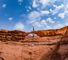 Handstand in the Wadi Rum Desert, Jordan