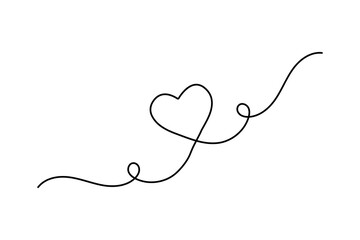 Love letter continuous one line drawing and valentine's day outline vector design