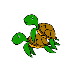 Turtle cartoon making love illustration