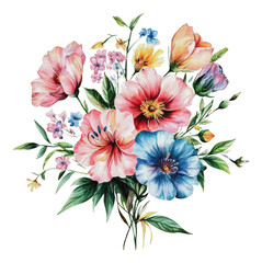 PNG Colorful mixed flower watercolor bouquet