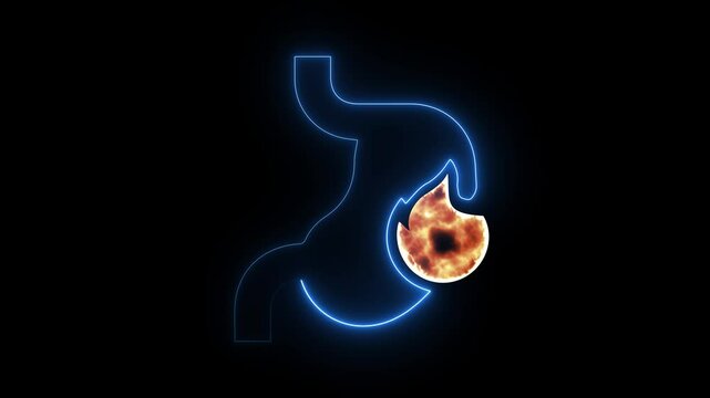 liver organ icon with glowing neon effect on black background.