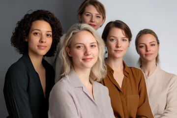 Fototapeta premium diverse group of women smiling together in a professional setting