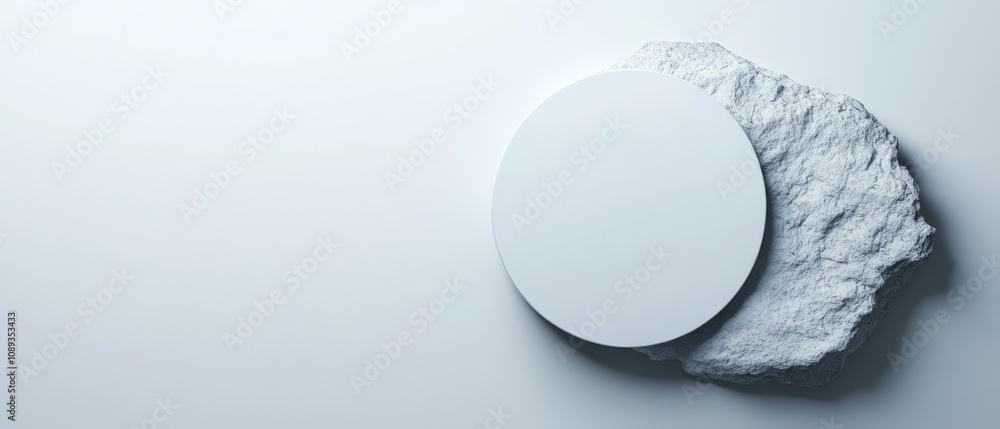 Poster minimalistic design featuring a circular shape on a textured surface