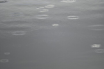 Gouttes de pluie dans l'eau