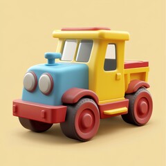 Naklejka premium Colorful Toy Tractor on a Vibrant Yellow Background