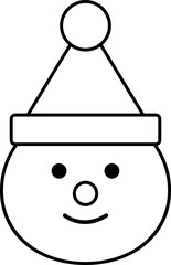 Cute snowman head outline vector.
Christmas snowman face outline design.
