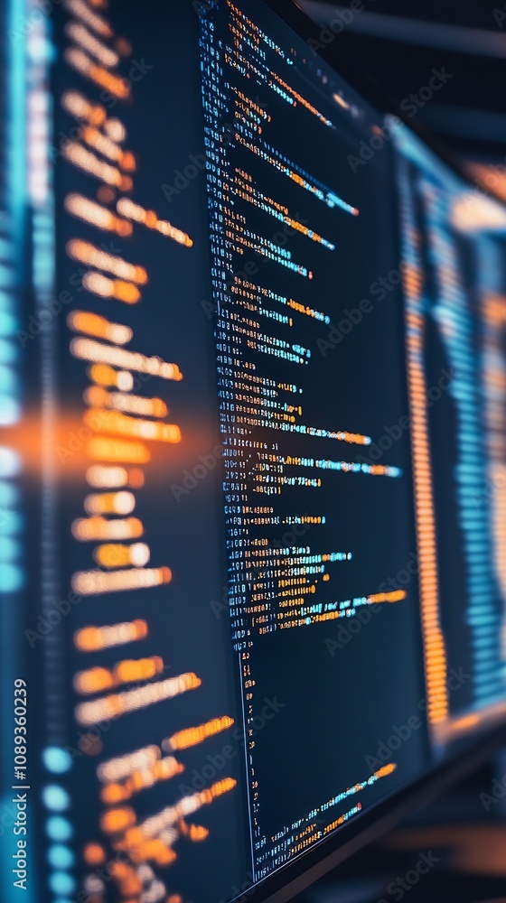 Fototapete High-resolution programming code display on screen in futuristic office for innovative tech projects : Generative AI