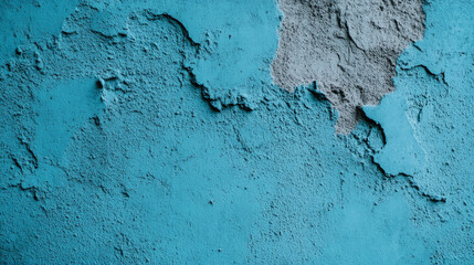 Obraz premium Textured blue wall with peeling paint and rough surface details