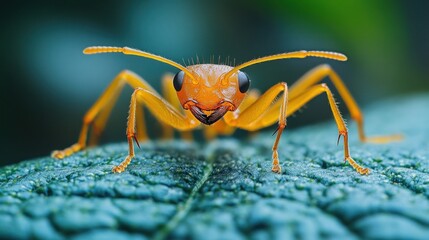 Macro Photography of an Orange Ant