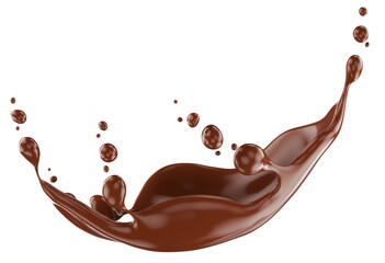 chocolate splash isolated on a white background. 3d render