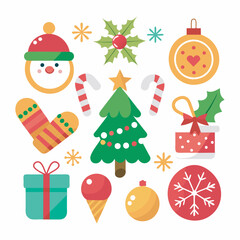 set of christmas elements