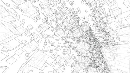 Obraz premium Wireframe Boxes. Sketch style