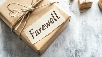 A lovely brown paper gift wrapped in twine says farewell, ideal for parting moments