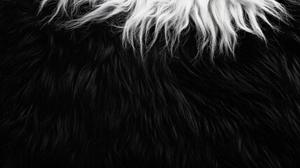 Black and white fluffy fur texture, fabric wool material, soft fluffy animal hair, abstract natural wool pattern, background