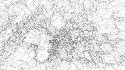 Wireframe Boxes. Sketch style