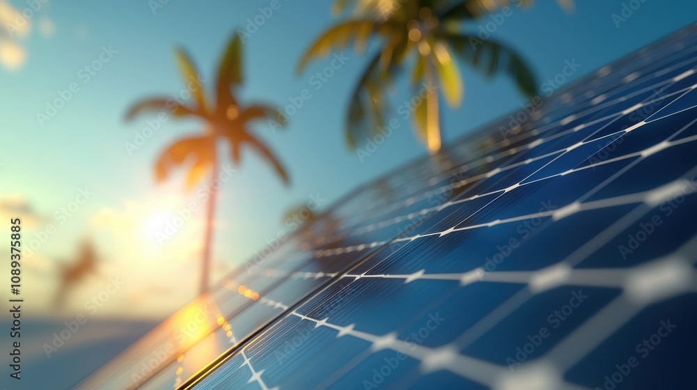Poster a close up shot of a solar panel array soaking up sunlight, transforming it into sustainable power f