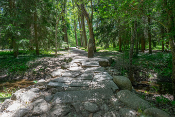 Rustic Stone Bridge in the Finnish Forest of Rascafría