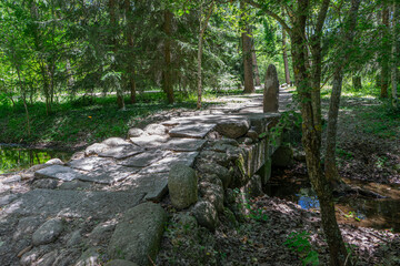 Rustic Stone Bridge in the Finnish Forest of Rascafría