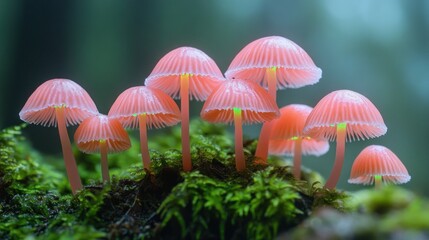 Fototapeta premium Pink Mushrooms in the Forest